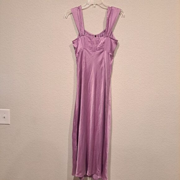 Madewell Square Neck Midi Dress Lilac Satin sleeveless adjustable size 6 new NWT - Picture 10 of 16